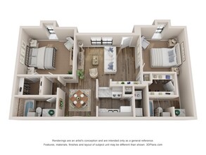 2 Bed 2 Bath Renovated 1000 sq ft 2002 floor plan